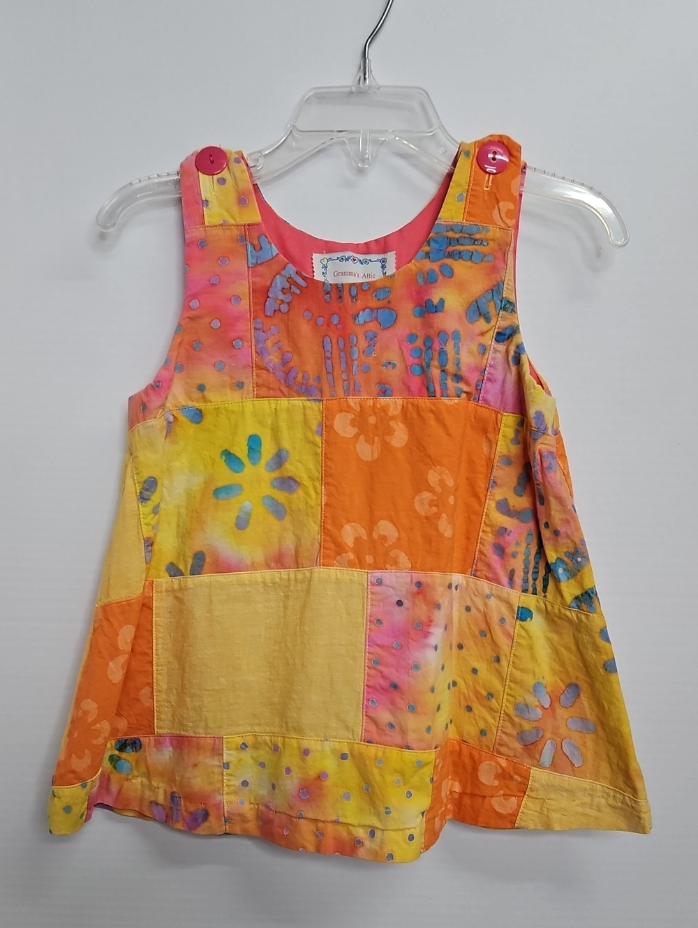 Handmade Gramma's Attic Colorful Floral Swing Top Dress Sz 5 6 Girls